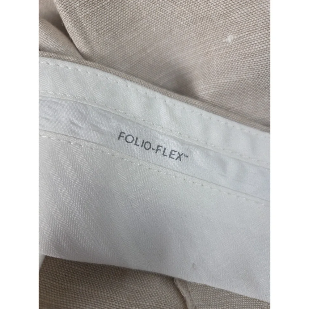 Perry Ellis Folio‎ Flex Mens Pants 38x30 Linen Blend Retro Pleated Cuffed Preppy